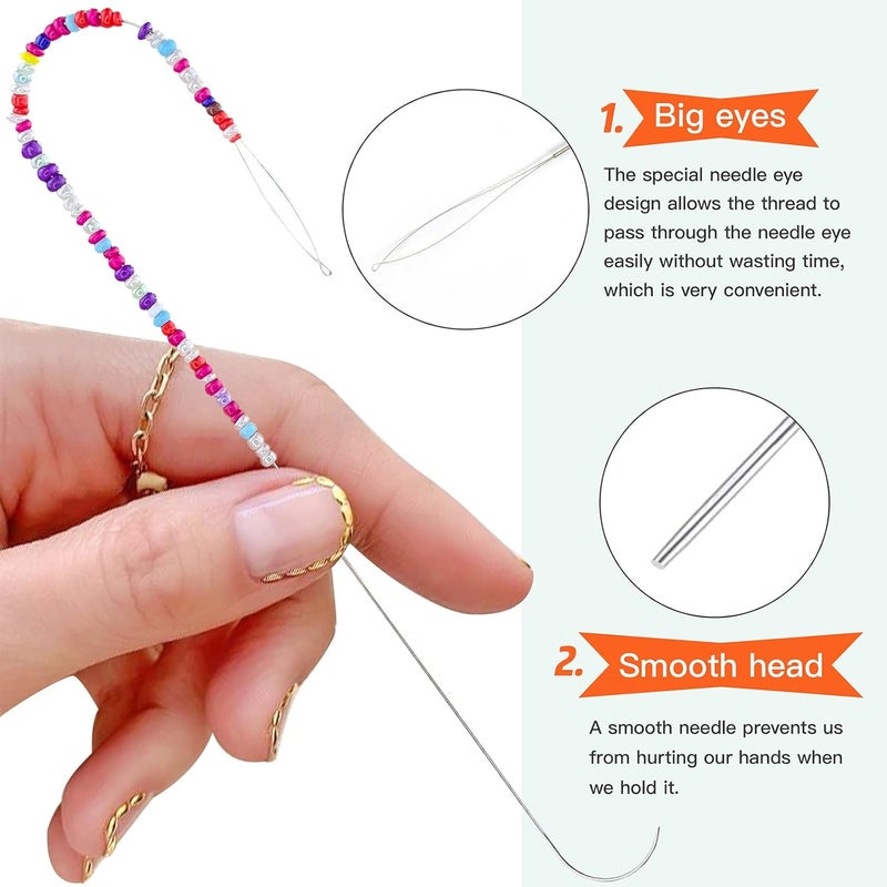 INDIVSHOW The Clay Seed Three Generation 4 Pcs Big Eye Curved Beading Needles,Stainless Steel Bead Spinner Needles for Bracelet Necklace Jewelry Making (Needle) - Image 3